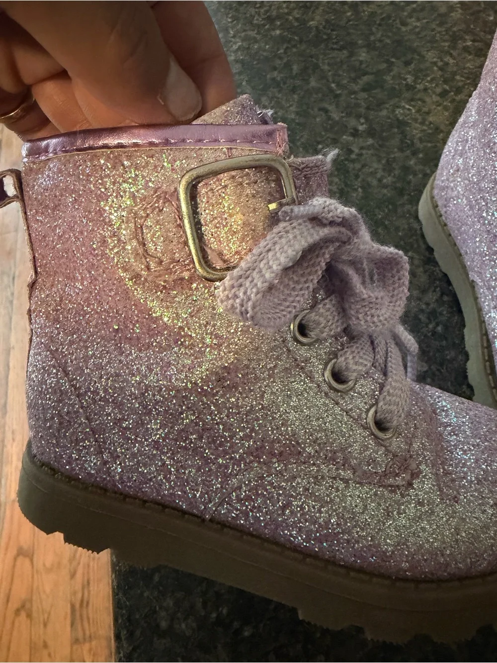 Carter's Glitter Lace-Up Boots in Light Purple